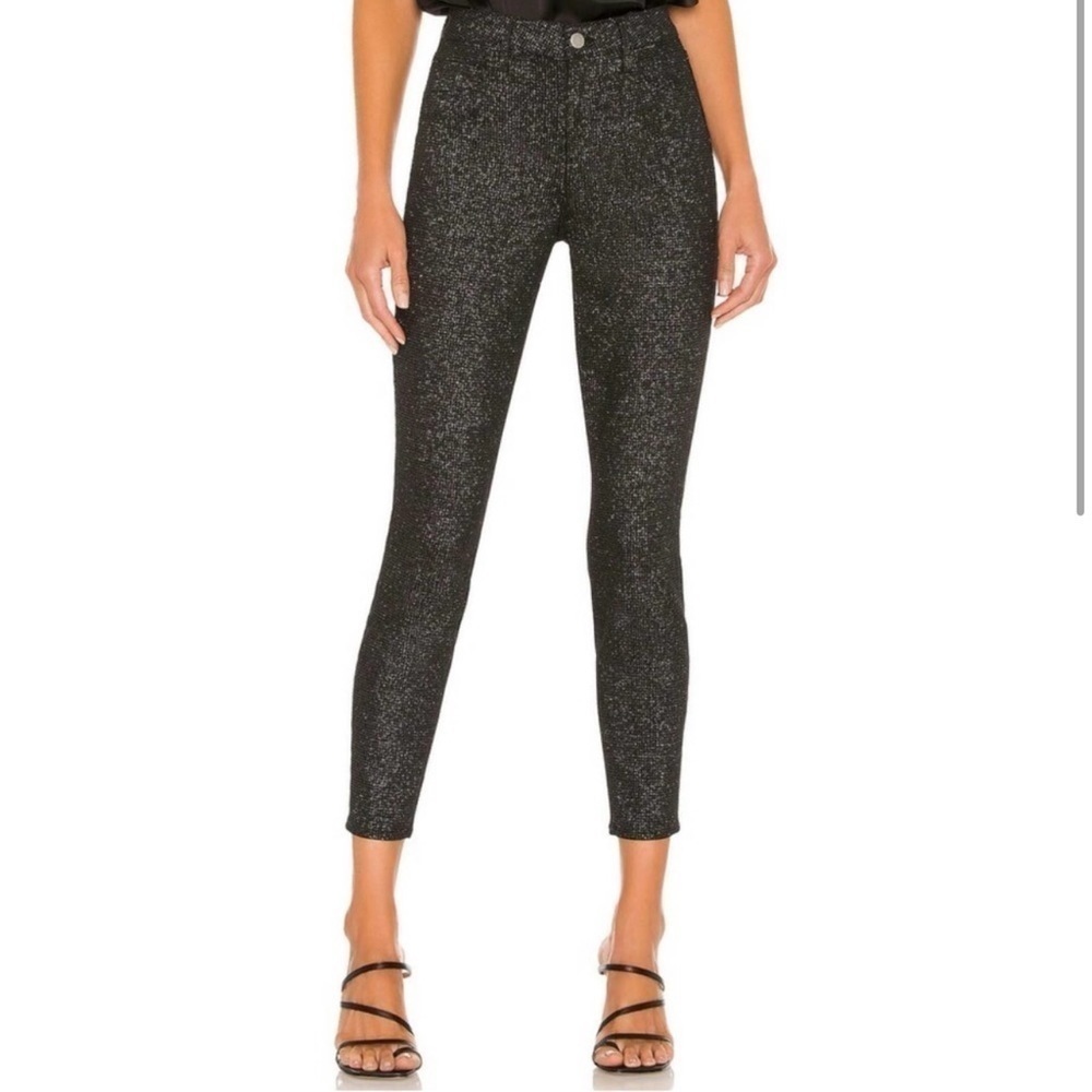 L'Agence Womens Margot Glitter Coated Skinny Jeans Dark Mocha Coated NWT